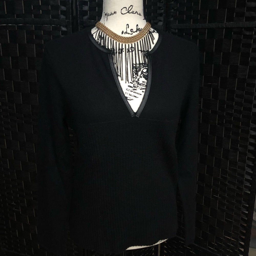 Emma Sofia Black Cashmere Sweater Sz L
